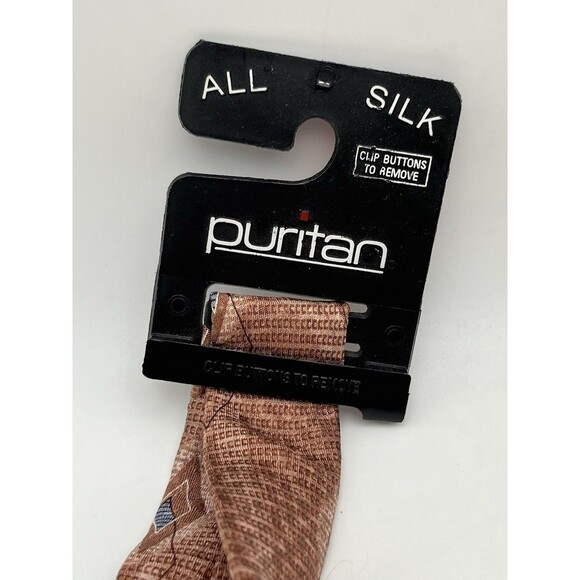 Puritan Tie Terracotta Geometric Diamond Pattern 100% Silk NWT - Picture 3 of 5